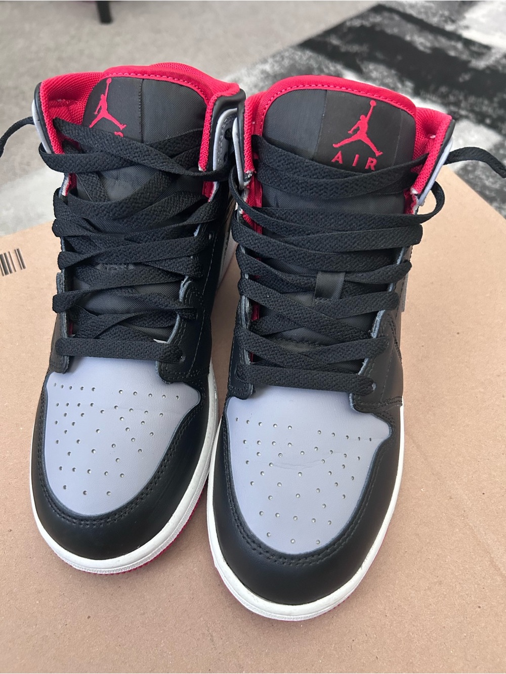 Nike Air Jordan 1 Mid Sneakers - Black, Gray, Red